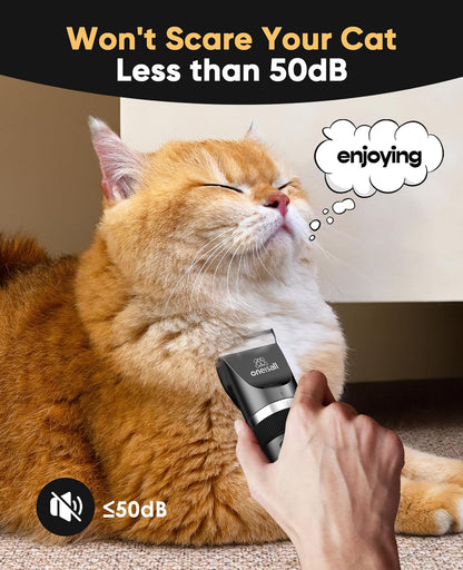 oneisall Quiet Cat Clippers for Matted & Long Hair, Low-Noise Dog Paw Trimmer with LED Light