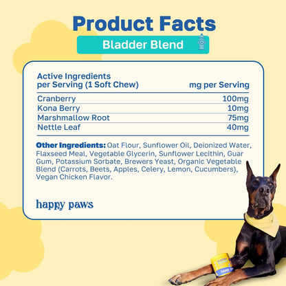The Bladder Buddy Pack – Urinary Tract, Digestive & Immune Support for Dogs – with Cranberry, Mushrooms, Probiotics, & Pumpkin – Vegan Soft Chews, Non GMO, Natural Formula