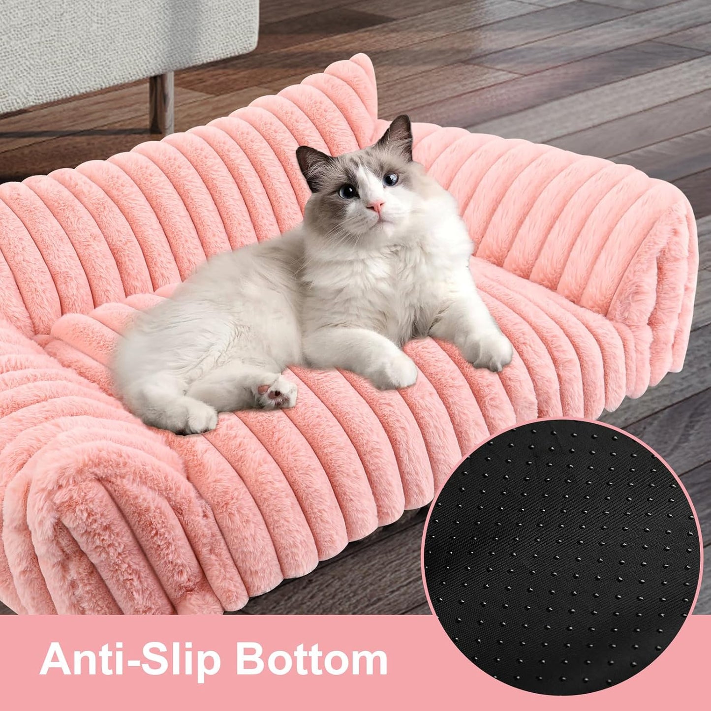 Cute Dog Cat Couch for Medium Large Dogs,Fluffy Pet Sofa Dog Couch Bed with Premium Soft Corduroy Fleece,Cute Washable Dog Bed Medium Large Size Dog,Supportive Cat Sofa Pet Bed(36x27x10,Pink)