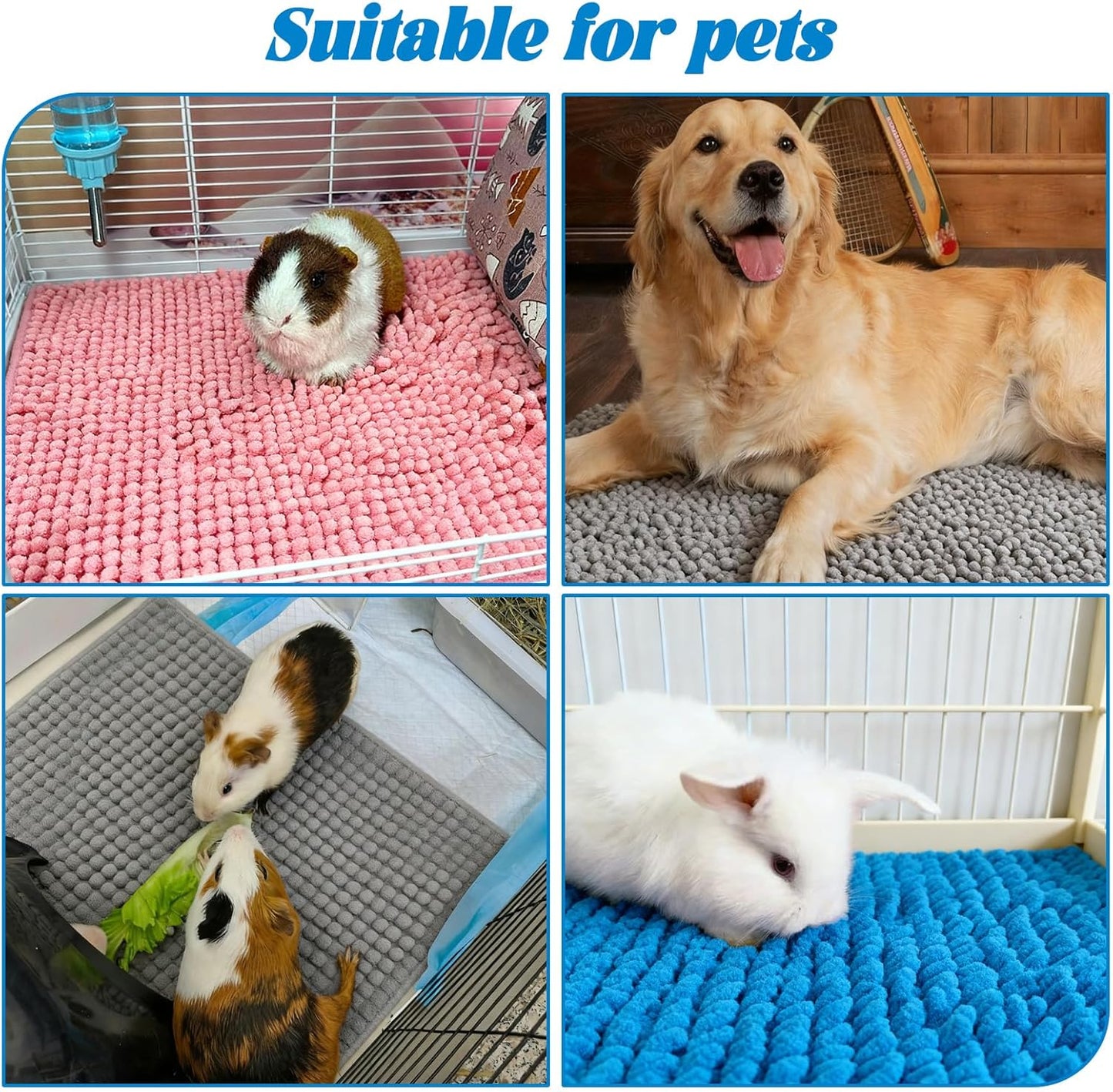 6 Pcs Guinea Pig Fleece Cage Liners, 16 x 24 Inch Guinea Pig Bedding Mats Reusable Guinea Pig Pee Training Pads Rabbit Mat Washable for Small Animal Sleeping