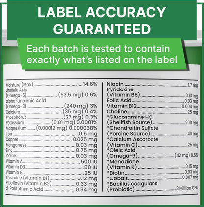 Vitamins for Dogs - 4 in 1 Complex with Omega, Glucosamine, Probiotics and Vitamins - 120ct - BBQ Pork