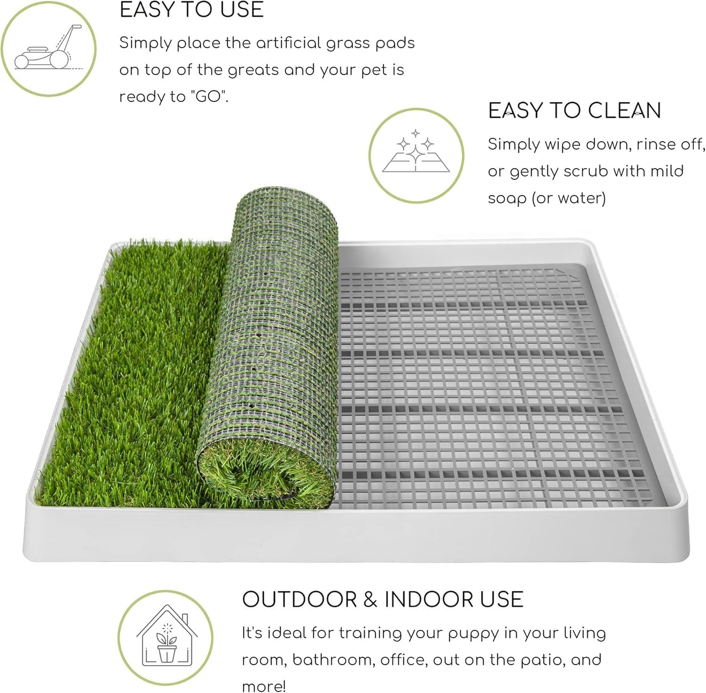 SunTurf Dog Grass Pad with Tray, Dog Litter Box, Porch Potty for Puppy Pee Training, Indoor Portable Fake Grass Pee Pad System, Artificial Grass + Pee Pad Holder