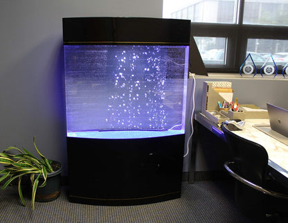 Penn-Plax Water World Luxury Large Bow Front Acrylic Aquarium with Built-in Stand and Storage Top (LM2) – 360° View – Great for Freshwater and Saltwater Fish – 58 Gallons