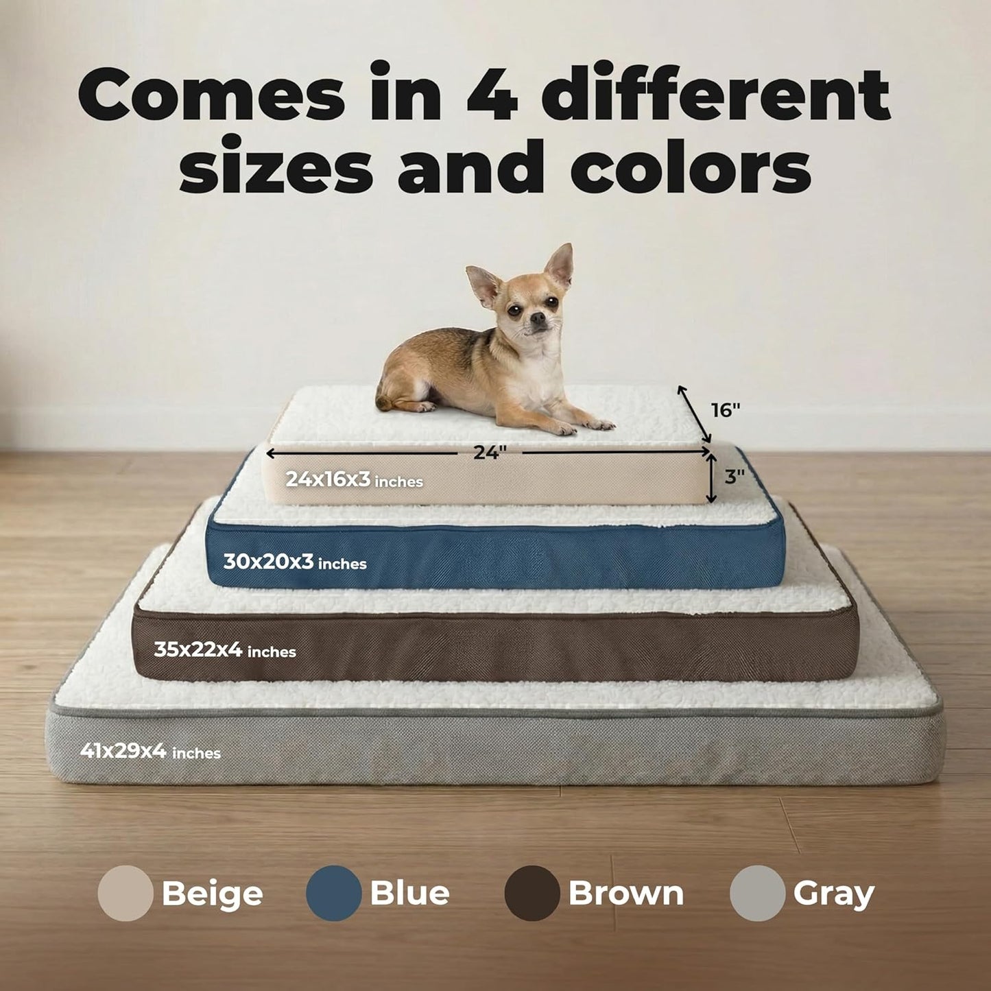 Best Pet Supplies Orthopedic Dog Bed with Memory Foam, Washable Dog Crate Mat for Small, Medium & Large Dogs, Thick Mattress for Crates, Kennels or Floor, Waterproof Pet Bed - Gray, 35 x 22 x 4