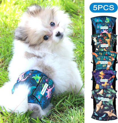 Paw Legend Washable Dogs Diapers Male Dog Belly Bands for Male Dogs Diapers Reusable Puppy & Doggie Diapers Male (5 Pack, Small)