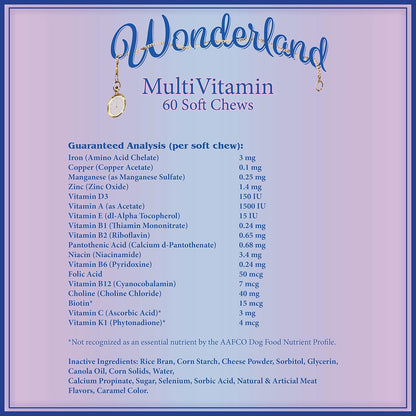 Wonderland's Multi-Vitamin Soft Chews for Dogs 60 Count, White
