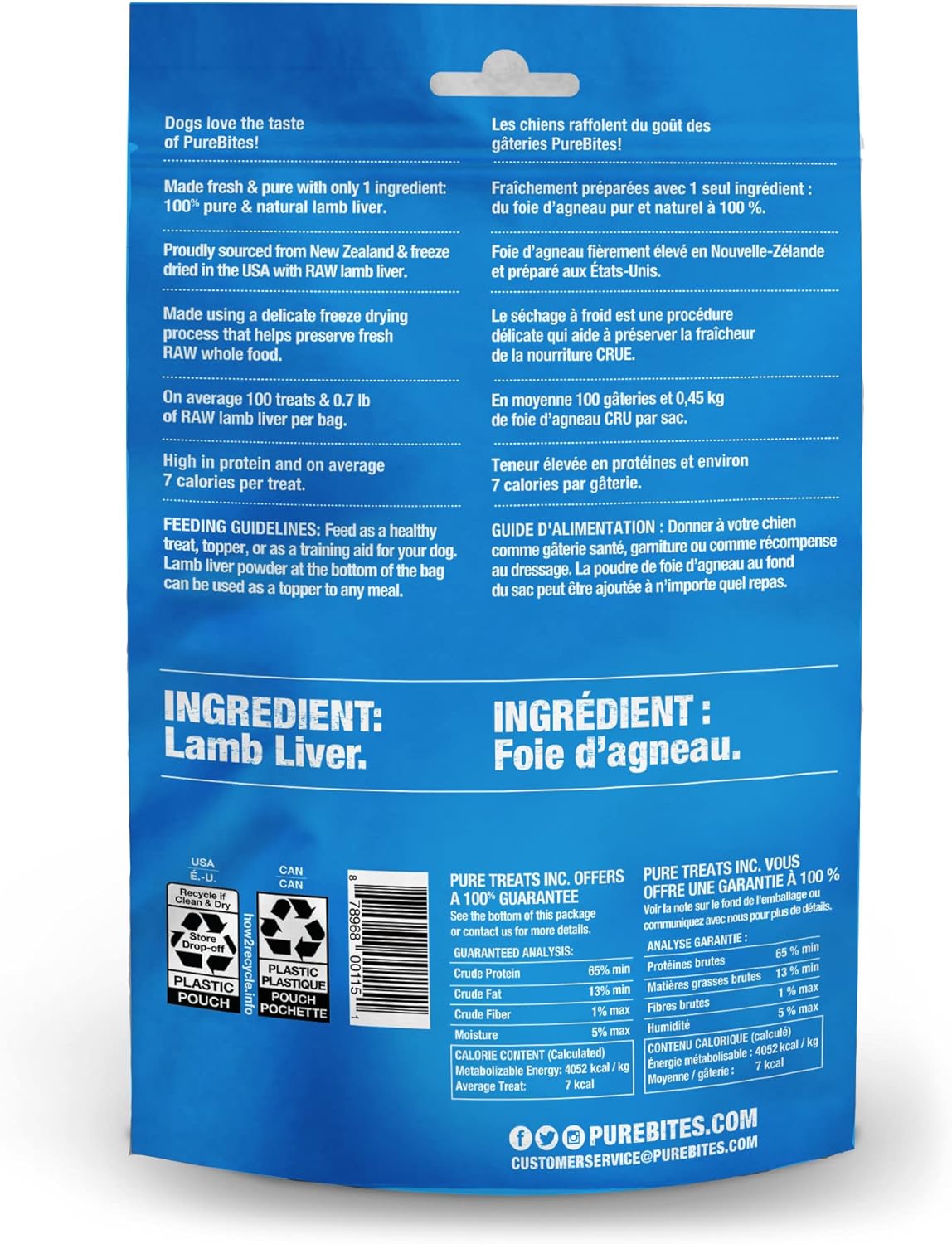 Purebites Lamb For Dogs, 3.35oz/ 95g | Mid Size