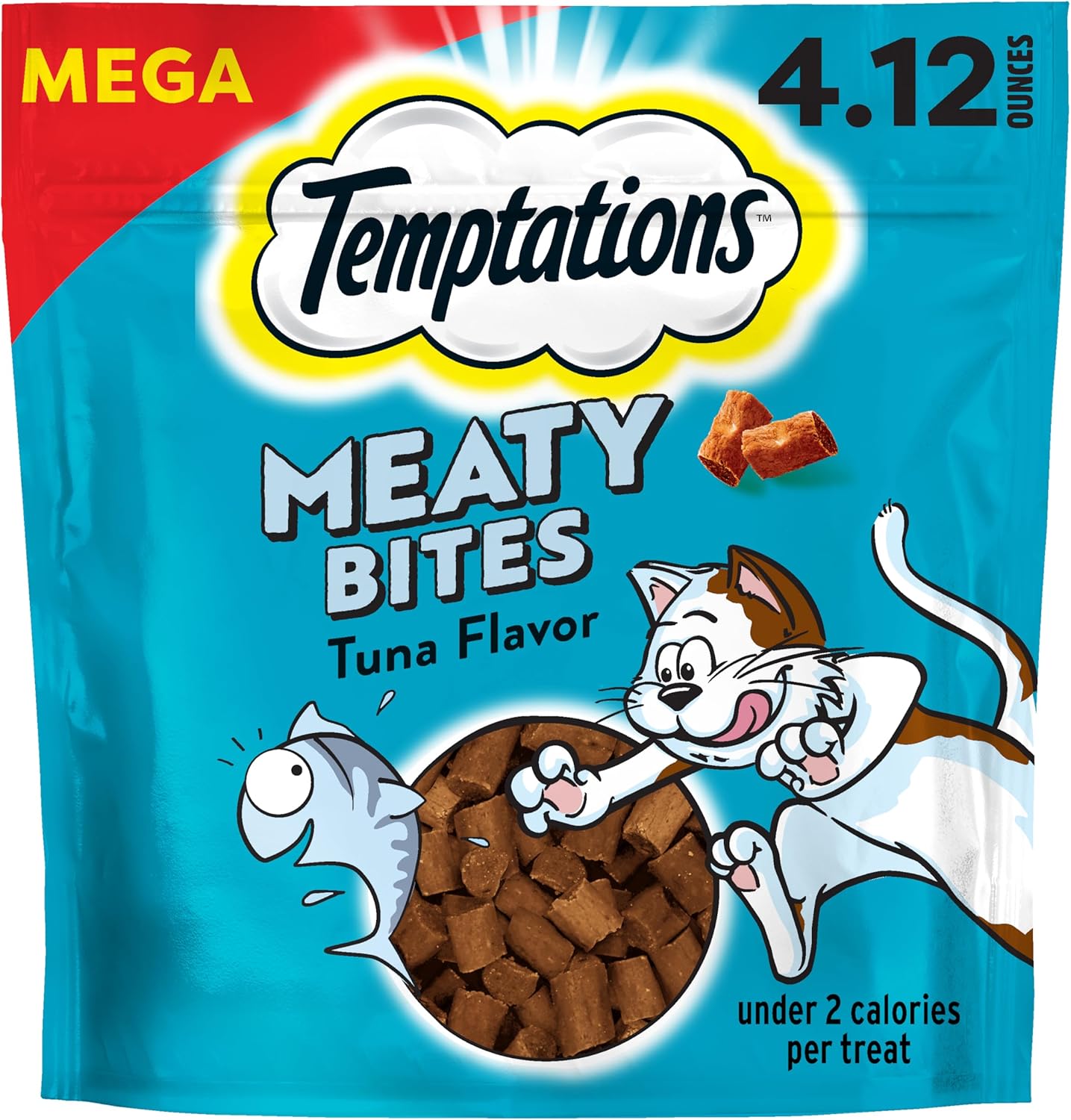 Temptations Meaty Bites Soft and Savory Cat Treats Tuna Flavor, 4.12 oz. Pouch