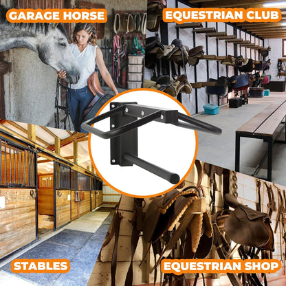 4 Pack Saddle Rack with Pad Bar,Heavy Duty Wall Mounted Saddle Rack, Saddle Stand Detachable for Western Style Saddles,Horse Tack Storage,Black