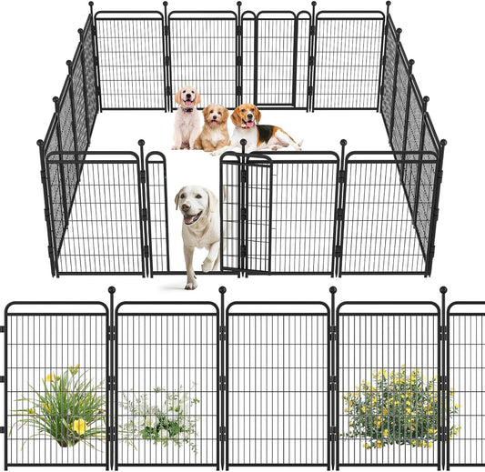 Gardner Pet Dog Playpens, 40" H 16 Panels Dog Pen Outdoor/Indoor Dog Fence Exercise Pen for Small/Medium/Large Dogs,Pet Play Yard Gate with Gravity Automatic Lock, Pet Playpen, Black