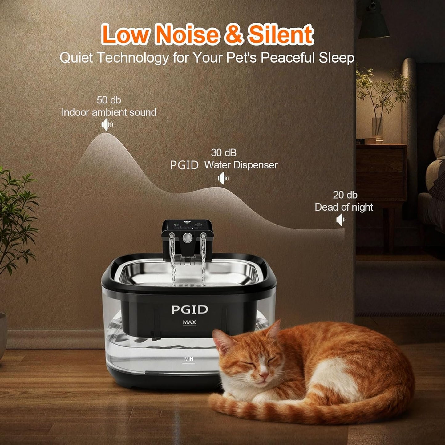 FGID Wireless Cat Water Fountain 5000mah Battery Operated+7L Automatic Cat Feeder with Camera for Two Cats App Control