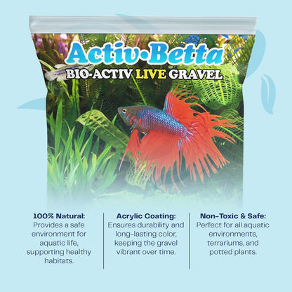 Activ Betta Blue Gravel, 1 lbs - pH Balance, Water Clarity, Ideal Aquarium Decor, Fish Tank Gravel, Betta Fish Substrate