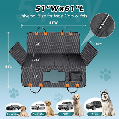 Back Seat Extender for Dogs-Supports 400lb,Waterproof Dog Car Seat Cover Hard Bottom-Detachable,600D Heavy Duty Scratch Proof Nonslip Soft,Dog Hammock for Car,SUVs