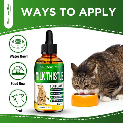 Сat Kidney Support | Milk Thistle for Cats | Herbal Supplement for Kittens & Adult Ones | Solution for All Breeds | Care for Liver | Сhicken Flavor | 2 Oz