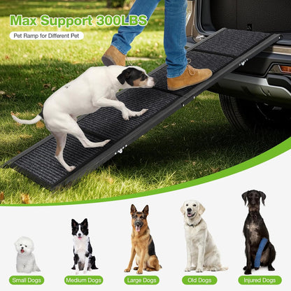 Dog Ramp for Car 71" Long & 17" Wide Folding Dog Ramp with Non-Slip Surface,Portable Pet Ramp for Large Dogs Up to 300LBS