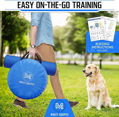 Dog Agility Equipment – Portable Backyard Agility Course with 9ft Dog Tunnel, Weave Poles, Hoop Jumps, Collapsible Water Bowl & More – Dog Training Kit for Indoor & Outdoor