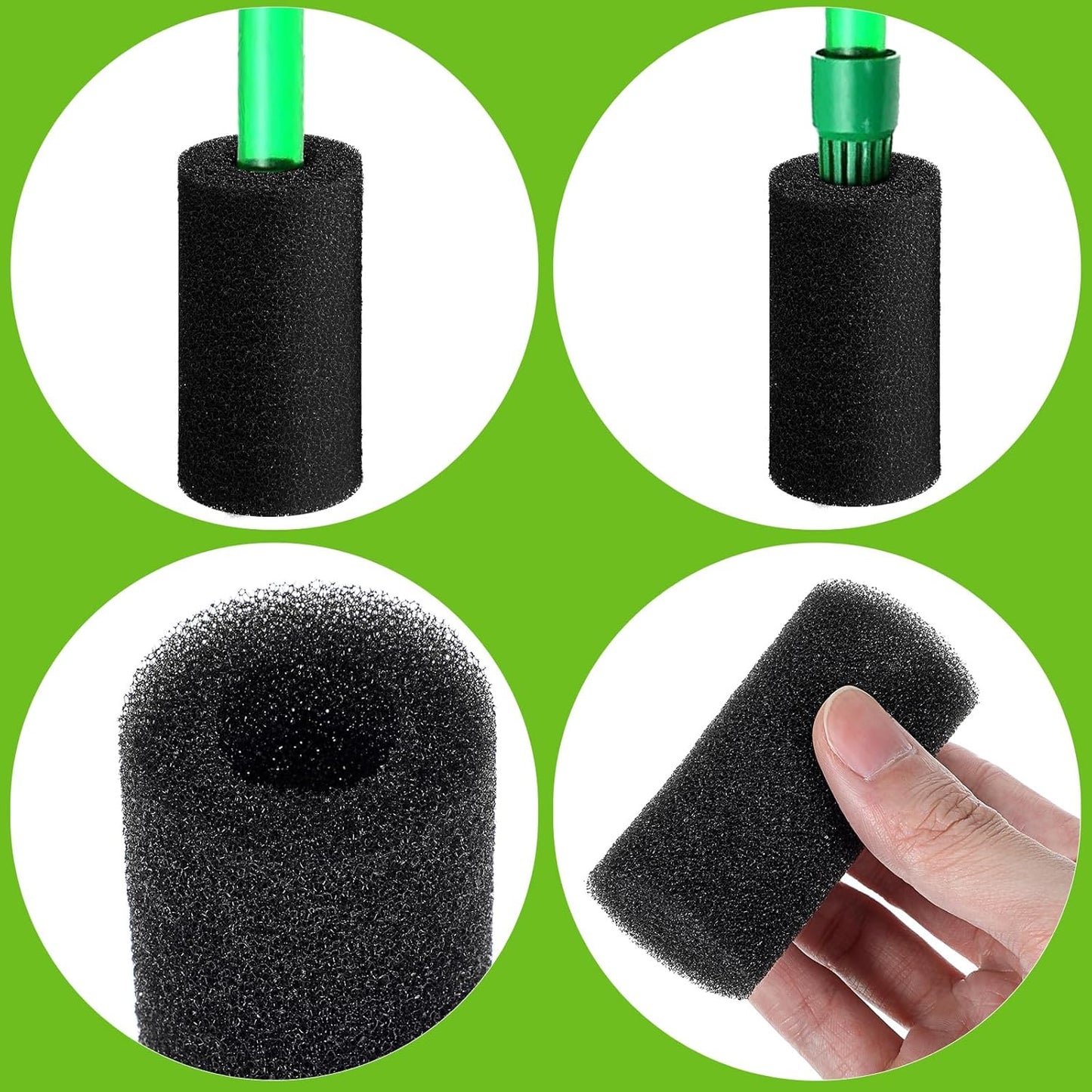 12PCS Pre Filter Sponge, Aquarium Filter Sponge 0.8" Aquarium Intake Sponges Replacement Foam Roll for Freshwater Saltwater Aquariums Fish Tank FilterAccessories