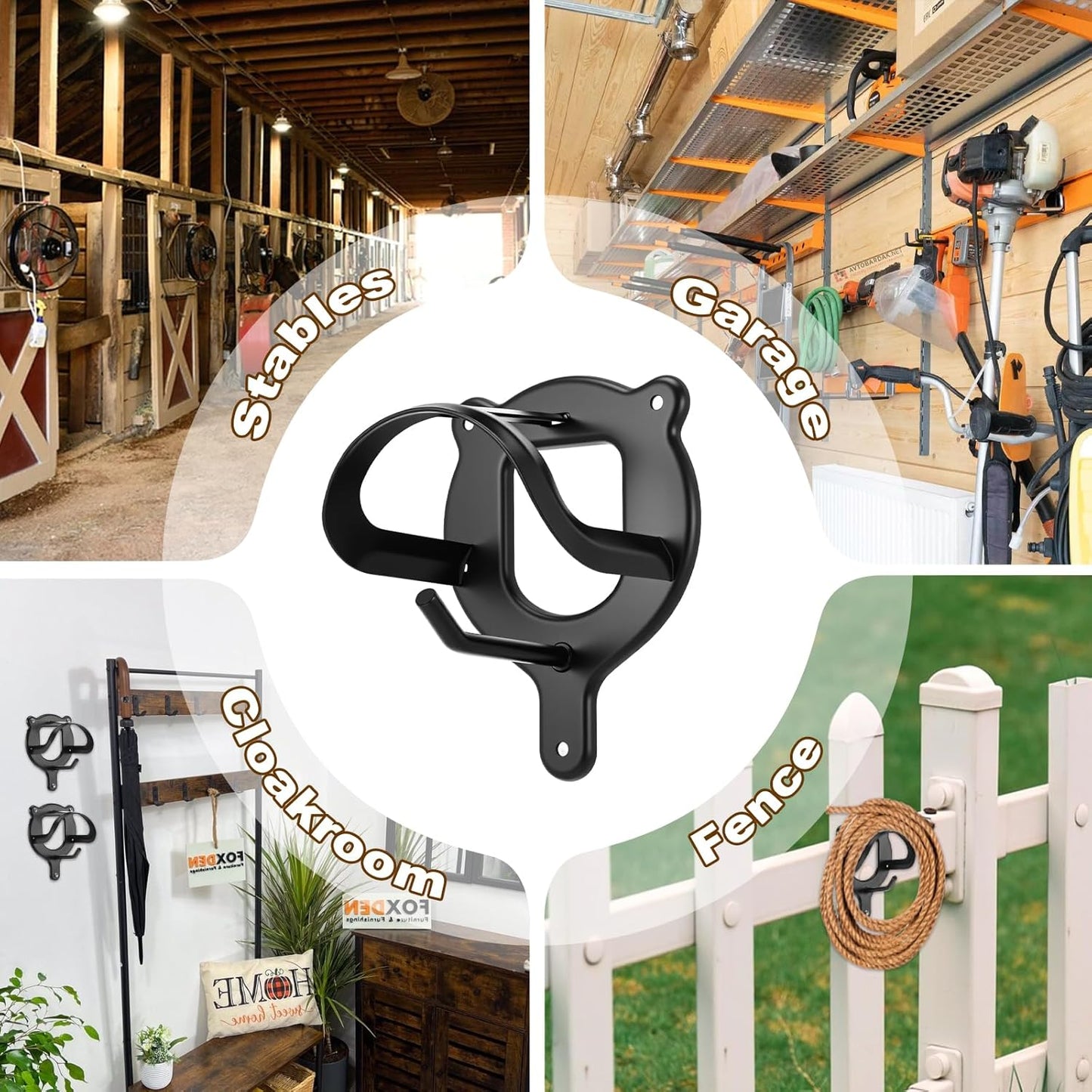 6 Counts Horse Bridle Rack, Metal Bridle Holder with Tubes and Screw, Heavy-Duty Horse Tack Storage Halter Hanger for Tack Room/Horse Blanket Rack/Bridle Holder Wall Mount, Black