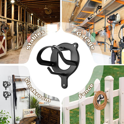 6 Counts Horse Bridle Rack, Metal Bridle Holder with Tubes and Screw, Heavy-Duty Horse Tack Storage Halter Hanger for Tack Room/Horse Blanket Rack/Bridle Holder Wall Mount, Black