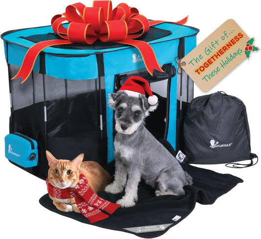 Portable Dog Playpen Medium - Cat Playpen for Indoor Cats Enclosed - Foldable Collapsible Fabric Pen - Travel Puppy Kitten Crate Kennel - Indoor Outdoor popup Tent for Pets Small Dogs Puppies Kittens