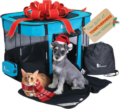 Portable Dog Playpen Medium - Cat Playpen for Indoor Cats Enclosed - Foldable Collapsible Fabric Pen - Travel Puppy Kitten Crate Kennel - Indoor Outdoor popup Tent for Pets Small Dogs Puppies Kittens