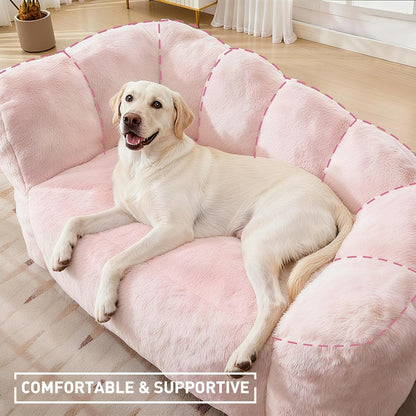51 Inch Dog Sofa Couch for Large Medium Dogs up to 130 Lbs, Memory Foam Pets Sofa with Faux Fur Fabric Pink