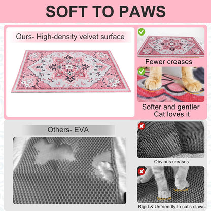 BEAUTYZOO Cat Litter Mat Litter Trapping Mat, 28"x 36" Large Litter Box Mat, Waterproof Kitty Litter Mat, Non-Slip Litter Rug Mats Pads for Floor Scatter Control, Soft on Paws & Easy to Clean, Pink
