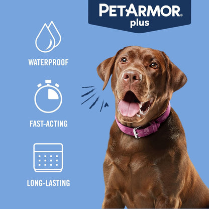 PetArmor Plus Flea and Tick Prevention for Dogs, Large Dog Flea and Tick Treatment, 3 Doses, Waterproof Topical, Fast Acting (45-88 lbs)