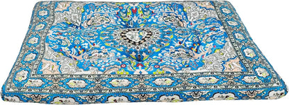 Washable Dog Crate Bed, Ultra Soft & Anti-Slip Crate Pad, Cozy Kennel Mat for Large/Medium/Small Dogs, Thick & Bohemian Dog Bed Mat (Blue, 30.0" L x 19.0" W x 2.3" H)