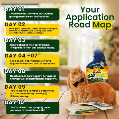 Nature's Mace Cat Mace Cat Repellent, Pets Training Tool, Outdoor & Indoor, Home, Liquid Spray Deterrent, Landscaped, Marking, Anti-Scratch, Garden & Furniture Protector, Ready-to-Use, 1 Gallon Spray