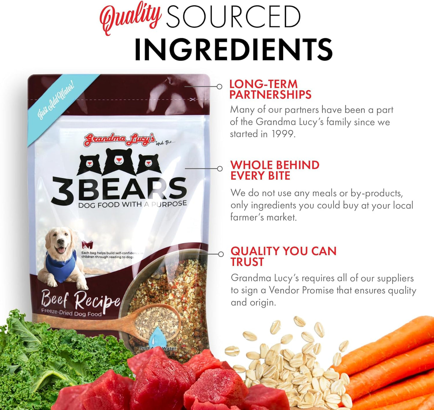 3 Bears Beef Dog Food - 3lb
