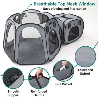 Portable Cat Playpen- Large Foldable Cat Tent for Indoor and Outdoor, Play Enclosure for Kittens and Small Dogs, Pet Houses & Condos & Cage