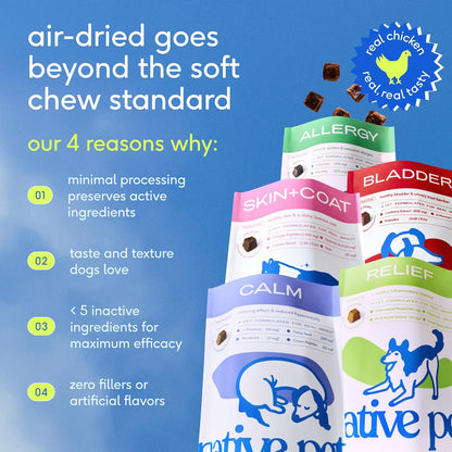 Native Pet Dog Allergy Chews - Dog Allergy Relief with Probiotics and Colostrum for Itchy Skin Relief to Support Seasonal Allergy and Healthy Immune System - All Natural Anti-Histamine - 30 Chews