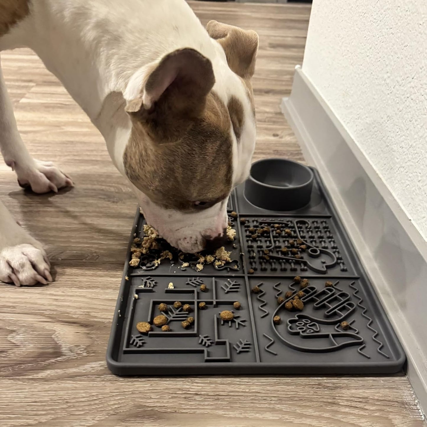 Tails & Tales Large Lick Mat for Dogs & Cats (11.2×16.7 in) with Strong Suction Cups, Slow Feeder Licking Pad for Anxiety Relief, Boredom & Bathing, Dog Enrichment Toy for Peanut Butter Yogurt (Gray)