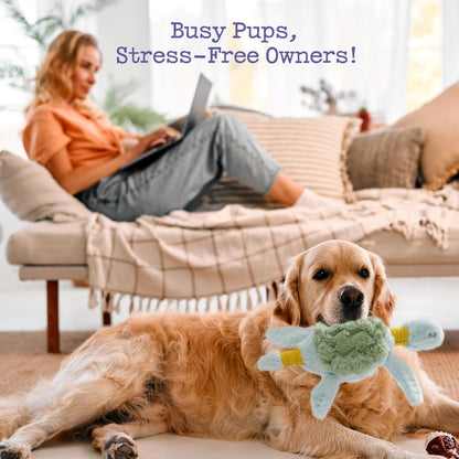 Squeaky Dog Toy, New 2025 Turtle Tug of War Crinkle Dog Toy, Tough Large Breed Interactive Stuffed Toy Trianing Fun to Keep Them Busy