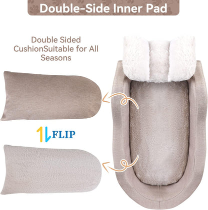 Dog Car Seat for Small Dog Center Console Seat Pet Booster Seat for Car Puppy Car Seat for Small Dogs(Champagne+Khaki)