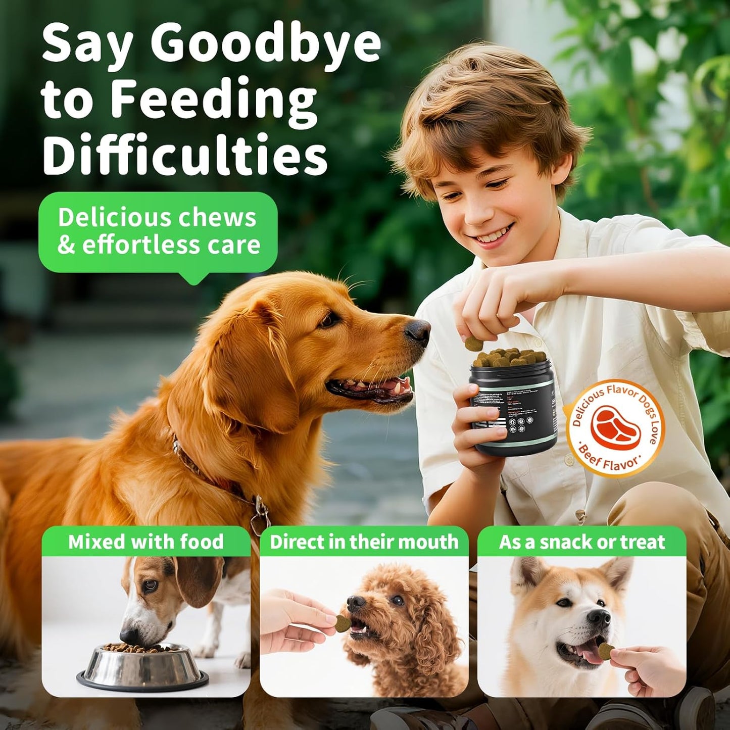 Dog Probiotics & Digestive Enzymes – Pumpkin Fiber Chews for Gut Health, Diarrhea & Upset Stomach Relief, Gas & Stool Support, Beef Flavor Soft Chews – 90 Count