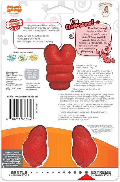 Nylabone Lobster Power Chew Toy for Dogs, Dog Toys for Aggressive Chewers, Filet Mignon Flavor, Small Dogs - Up to 25 Ibs, 1 Count