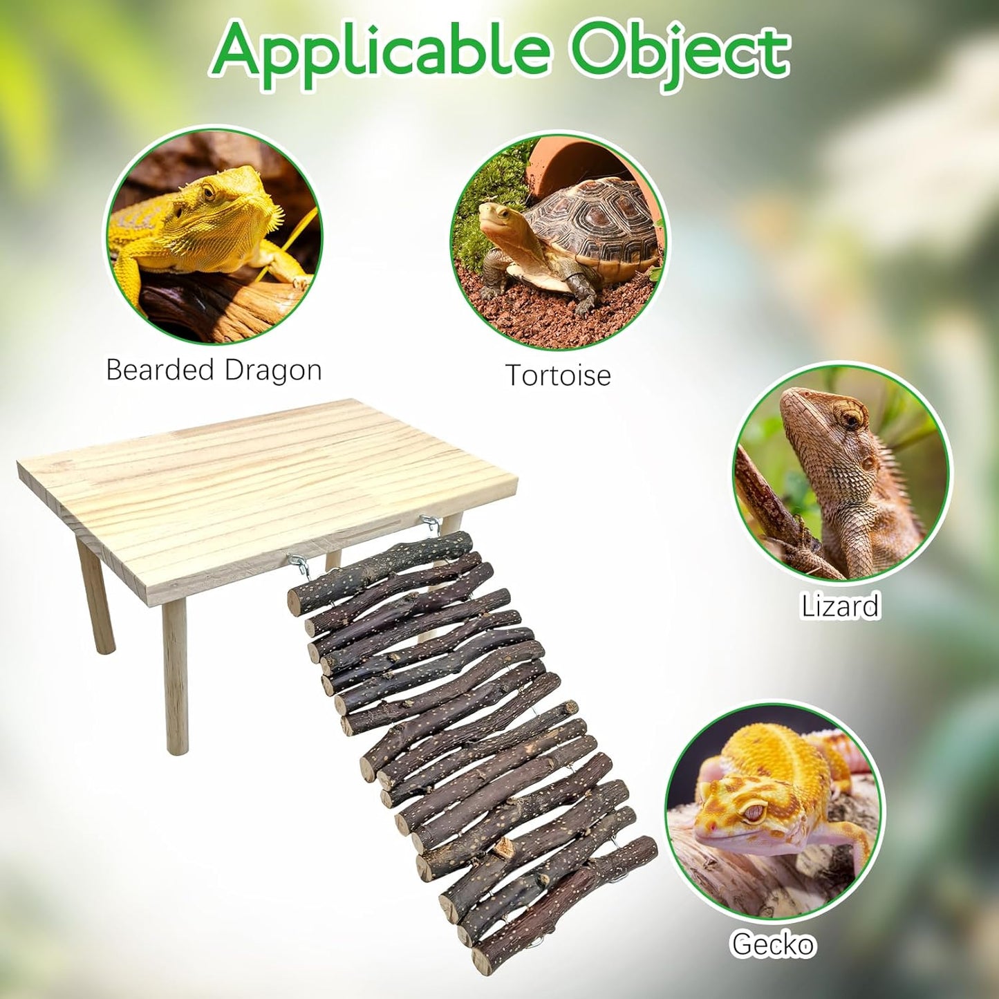 BNOSDM Reptile Cork Bark Substrate and Wooden Hideout Platform for Lizard, Gecko