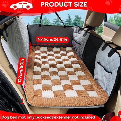Dog Car Bed Mat, Non-Slip Backseat Extender Pet Blanket, Plaid Dog Bed for SUVs, Sedans & Trucks, Chew-Resistant Travel Pad for Dogs, Easy Clean & Scratch-Proof & Comfort (50"x24.6")