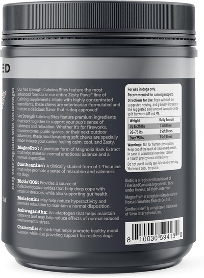 Zesty Paws Vet Strength Calming Chews for Dogs - for Everyday Stress, Relaxation, Composure, and Separation Smoked Turkey 90 Count