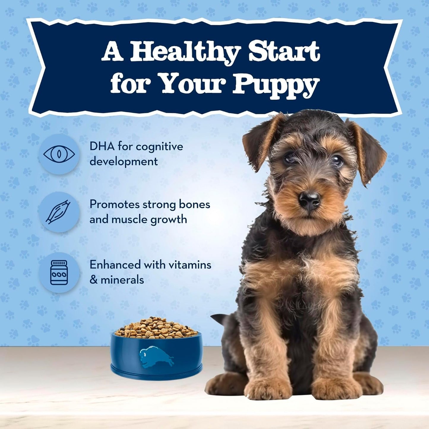 Blue Buffalo Baby Blue Natural Dry Food for Puppies, Healthy Growth Formula with DHA, Savory Chicken Recipe, 4-lb Bag
