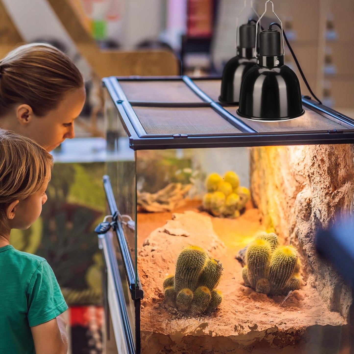 Macarrie 4 Pack Reptile Heat Lamp Fixture, 5.5 Inch Metal Dome Light Fixtures for Reptiles UVB Bulb Basking Heat Bulb, Brooder, Plants, Amphibians, Lizard Turtles Terrariums