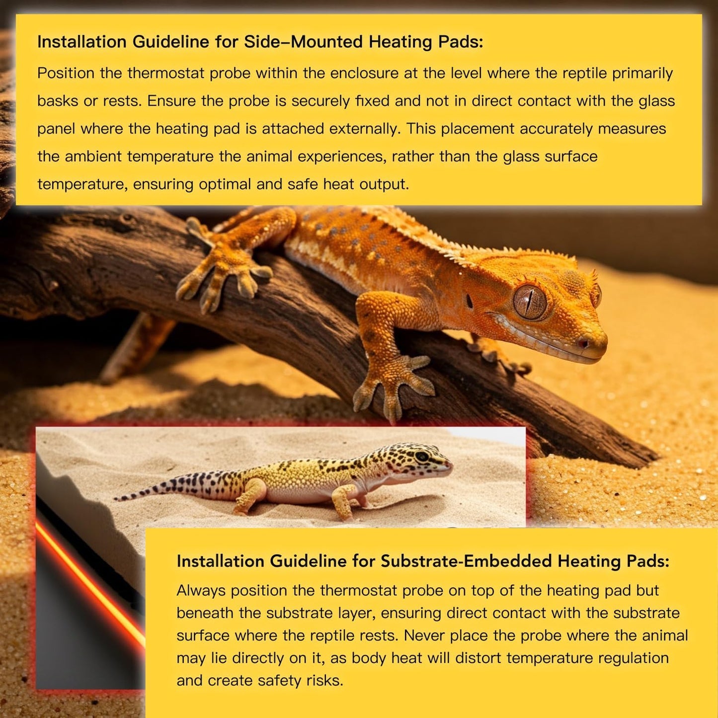 Reptile Heat Pad 16W with PID Dimming Thermostat, Adjustable Thermostat Heating Pad for Reptile Tank, Lizard, Snake, Bearded Dragon, Hermit Crab, Terrarium Heating Mat for Reptiles