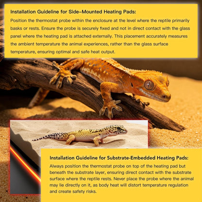 Reptile Heat Pad 16W with PID Dimming Thermostat, Adjustable Thermostat Heating Pad for Reptile Tank, Lizard, Snake, Bearded Dragon, Hermit Crab, Terrarium Heating Mat for Reptiles