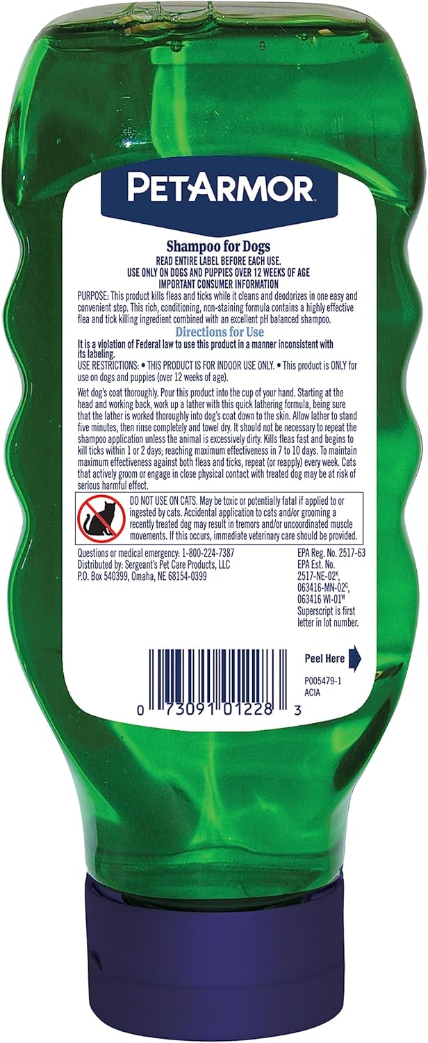 PetArmor Flea & Tick Protection Shampoo for Dogs, Sunwashed Linen Scent, 18 oz (Pack of 2)