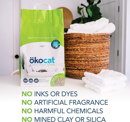 ökocat Dust Free Non-Clumping Paper Pellet Cat Litter, Unscented, 8 pounds - Natural Ingredients, Controls Odor, Dust Free, Great for Homes with Allergies, Postsurgical Needs