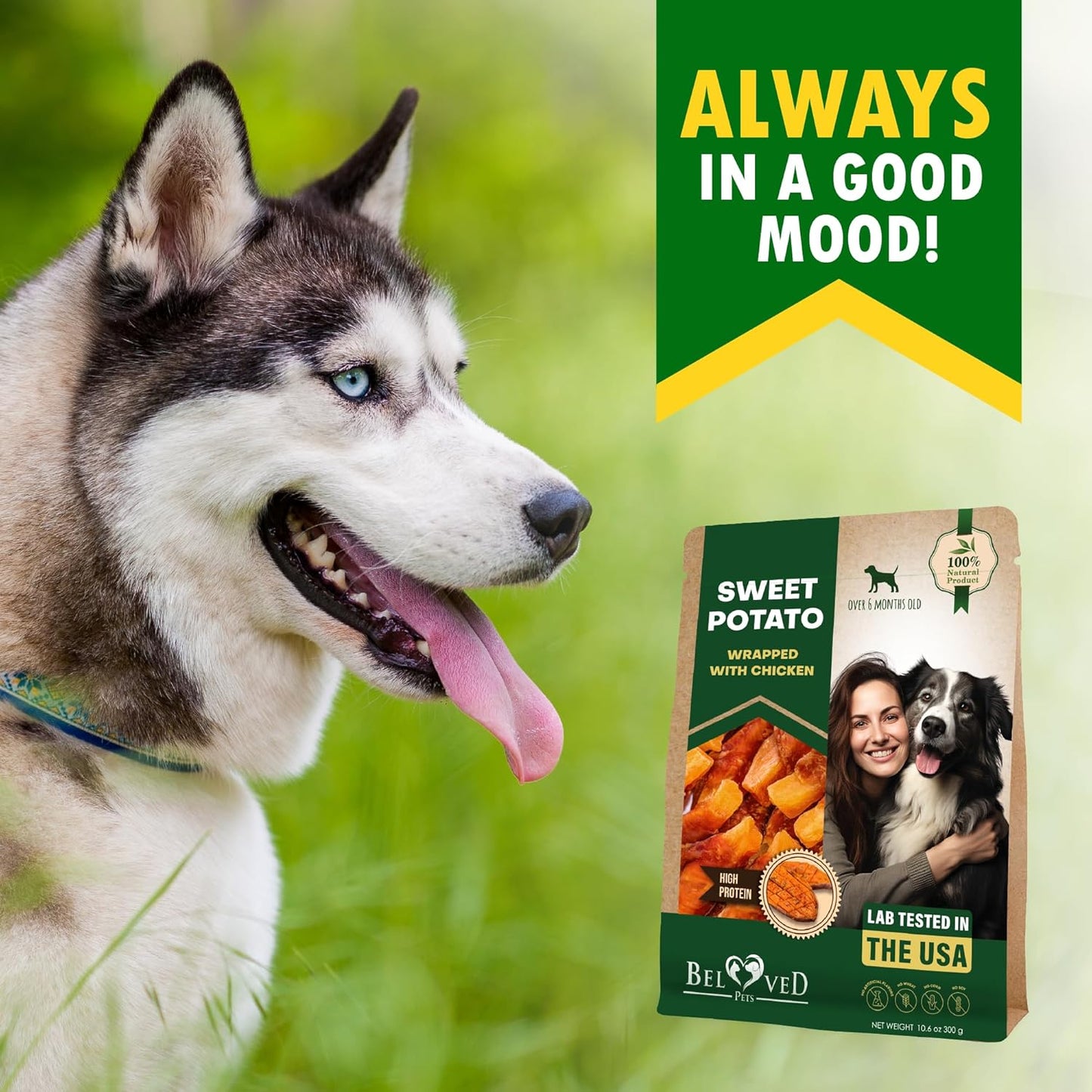 Sweet Potato Dog Treats & Chicken Jerky Wraps 10.6 Oz - Dog Food & High Protein Soft Chews for Large, Medium & Small Breeds - Natural Healthy Training Strips & Rawhide Free Snacks – Puppy Treats