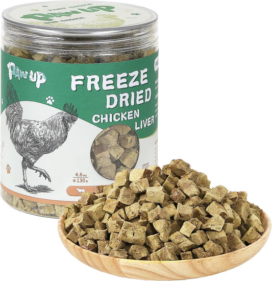 PAWUP Freeze Dried Chicken Liver Pet Treats, High Protein Freeze-Dried Pet Food for Dogs, Cats, Fresh Ingredient Snacks, 4.6 oz, Rawhide Free&Grain Free