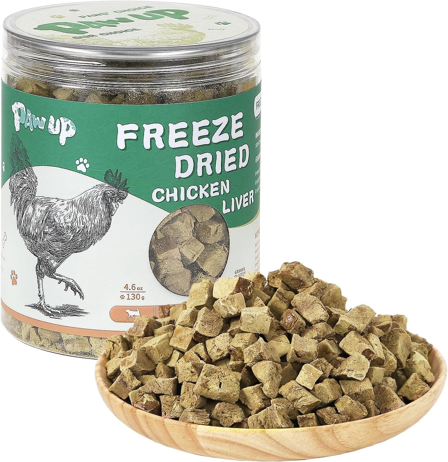 PAWUP Freeze Dried Chicken Liver Pet Treats, High Protein Freeze-Dried Pet Food for Dogs, Cats, Fresh Ingredient Snacks, 4.6 oz, Rawhide Free&Grain Free